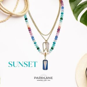 Park Lane Sunset Necklace - Multicolor Beaded Necklace with Gold Accents 3 in 1